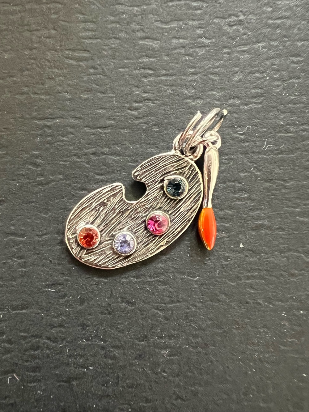 Artist Palette Charm Pendant in Silver with Multicolor Gems